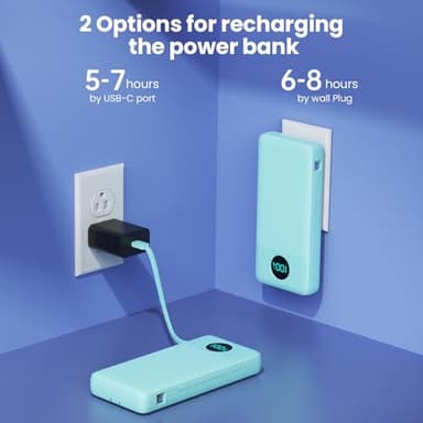 Portable Charger 33800mAh USB C Power Bank with Built-in Cables & AC Wall Plug,25W Fast Charging+QC 4.0 Phone Charger,4 Output LCD Display Battery Pack Compatible with iPhone16/15,Samsung,Android etc - Image 3