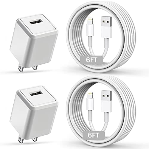 iPhone Charger, Long 6FT Apple iPhone Charger 2Pack[Apple MFi Certified] 6feet Lightning Cable Quick Fast Charging Data Sync Cord USB Wall Charger Block Adapter for iPhone 13/12/11/XS/XR/X/8/7/SE/iPad - Image 1