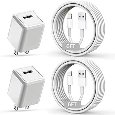 iPhone Charger, Long 6FT Apple iPhone Charger 2Pack[Apple MFi Certified] 6feet Lightning Cable Quick Fast Charging Data Sync Cord USB Wall Charger Block Adapter for iPhone 13/12/11/XS/XR/X/8/7/SE/iPad - Image 1