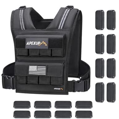 APEXUP Adjustable Weighted Vest Men 20lbs/30lbs/40lbs Weights with Reflective Stripe, Weight Vest Woman Workout Vest for Strength Training Running Walking (40 lbs) - Image 1