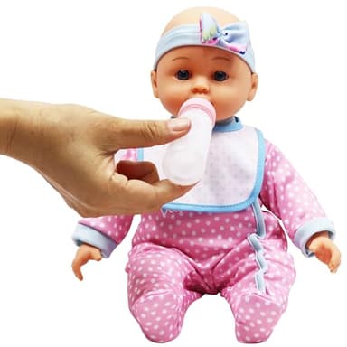 Dream Collection: Baby Keepsake Gift Set - Pink & Blue - 14" Lifelike Baby Doll, Hard Body, Mix & Match Clothing, Accessory Bag, Bottle, Kids Ages 2+ - Image 7