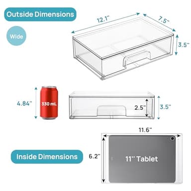 Vtopmart 12.1''W Clear Stackable Storage Drawers,2 Pack Acrylic Plastic Organizers Bins for Makeup Palettes, Cosmetics, and Beauty Supplies,Ideal for Vanity, Bathroom,Cabinet,Desk Organization - Image 3