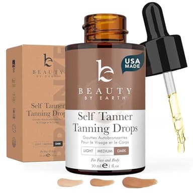 Self Tanning Drops for Face - USA Made with Organic & Natural Ingredients, Ultra Dark Face Tanning Drops to Add to Moisturizer, Self Tanner for Sunless Fake Tan & Natural Glow, Cruelty & Toxin Free - Image 1