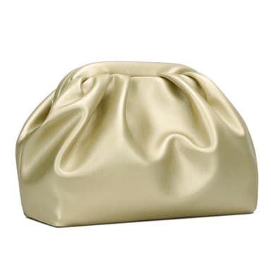 KKXIU Pleated Evening Handbag for Women Formal Clutch Purse with Removable Chain Strap Soft Wedding and Prom Bag Elegant Crossbody Clutch (Gold) - Image 7