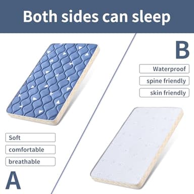 Baby Bassinet Mattress 47x 23.6 inches- Firm Support and Comfort Premium Foam,Noiseless and Odorless,Hypoallergenic Small Crib Mattress, Fits Moses Basket, Dual Sided with Soft Breathable Fabric - Image 3