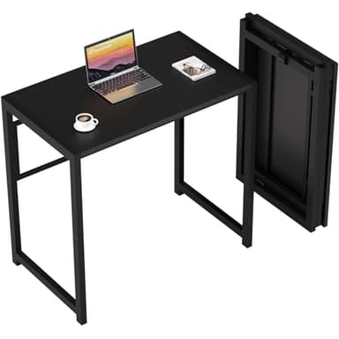 GreenForest Folding Desk for Small Spaces,31.5 in No-Assembly Small Computer Desk for Home Office,Space Saving Foldable Table Study Office Desk,Black - Image 1