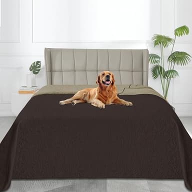 Easy-Going Waterproof Dog Bed Cover Reversible Leak Proof Pet Blanket Replacement Mat for Furniture Washable Couch Cover Sofa Cover for Dogs Cat(68x86 Inch, Chocolate/Beige) - Image 2