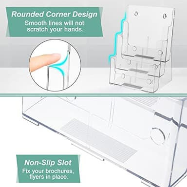 Acrylic Brochure Holder 8.5 x 11 inches, 3 Tier Clear Literature Holder with Removable Divider for Trifold 4 Inches Wide Pamphlet, Plastic Flyer Display Stand for Magazine, Document, Booklet - Image 4