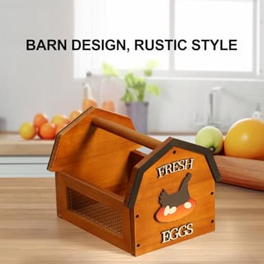 Egg Basket for Gathering Fresh Eggs, Farmhouse Egg Collecting Basket, Wood Chicken Egg Basket, Egg Basket Countertop. （Brown Medium） ZSHLXM - Image 4