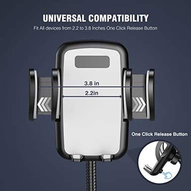 4-Port USB Car Charger with Cup Holder Phone Mount, Rapid Multi Port Charger, Adjustable Gooseneck Rotatable Holder for Smartphones - Image 5