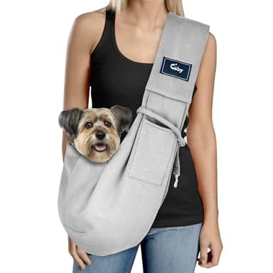 CUBY Dog and Cat Sling Carrier - Hands Free Reversible Pet Papoose Bag - Soft Pouch and Tote Design - Suitable for Puppy, Small Dogs Cats Outdoor (Classic Grey) - Image 1