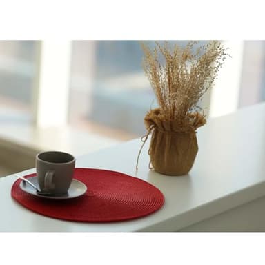 FunWheat Round Braided Placemats Set of 6 Place Mats for Dining Tables Woven Washable Non-Slip Table mats Small 13 inch(S Red, 6pcs) - Image 6