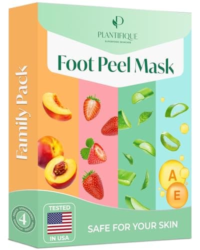 PLANTIFIQUE Foot Peeling Mask 4 Pack | Dermatologically Tested Repairs Heels & Removes Dry Dead Skin for Baby Soft Feet | Exfoliating Foot Peel Mask for Dry Cracked Feet - Image 1