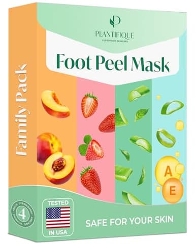 PLANTIFIQUE Foot Peeling Mask 4 Pack | Dermatologically Tested Repairs Heels & Removes Dry Dead Skin for Baby Soft Feet | Exfoliating Foot Peel Mask for Dry Cracked Feet - Image 1