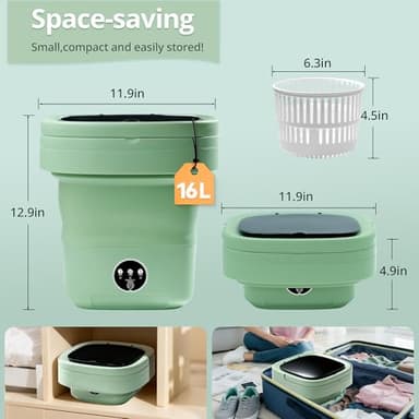 Portable Washing Machine, Mini Washer, 16L Upgraded with Spin Basket Laundry Machine, Foldable Design Ideal for Apartment, Home and Hotel, portable washer 3 Cleaning Modes Suitable for Small Clothes - Image 2
