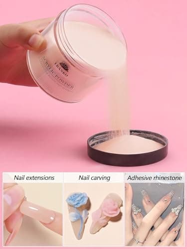 EBANKU Acrylic Powder Set 4 Colors Acrylic Nail Powder Nude Pink White Clear Acrylic Powder for Acrylic Nail Extension Nail Carving, Long-Lasting, No Nail Lamp Needed, Large Capacity 4.23oz*4 - Image 5