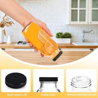 10 Pack 16oz Glass Juice Bottles with Lids - Reusable Juicing Bottles Glass Drinking Jars Containers with Airtight Lids & Cleaning Brush - Perfect for Juicing,Milk,Kombucha, and Storage - Image 4
