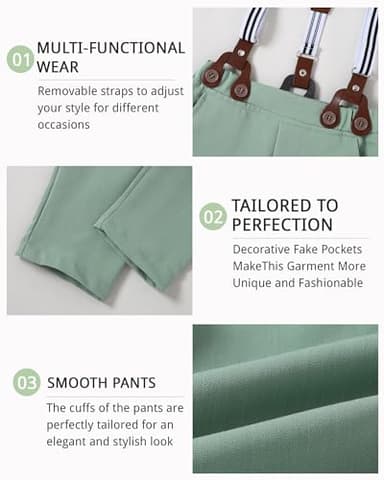 SANMIO Toddler Baby Boy Clothes Suit Gentleman Wedding Outfits, Formal Dress Shirt with Bowtie + Suspender Pants 1-5 Years - Image 5