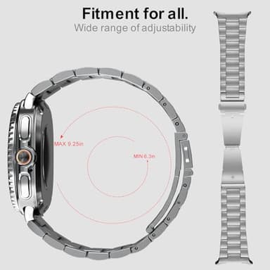 Metal Band Compatible with Samsung Galaxy Watch 8 40mm/44mm/Classic 46mm 2025,No Gap Business Stainless Steel Strap for Galaxy Watch8 Men Women,NOT for Other Models(Silver) - Image 3