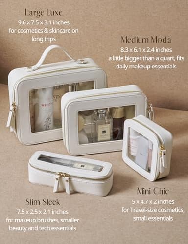Small Cosmetic Bag for Purse Mini Makeup Bag for School Cute Clear Make Up Pouch for Travel Tiny Leather White Make Up Organizer Case for Backpack Toiletry Bag Waterproof Square Pouch with Zipper - Image 9