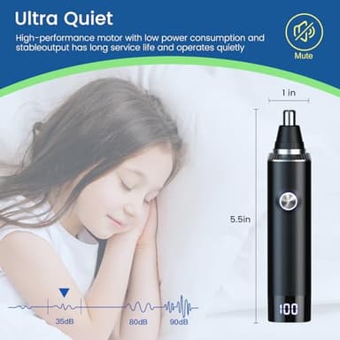 Ear and Nose Hair Trimmer for Men, 2025 Professional Painless USB Rechargeable Eyebrow & Facial Hair Trimmer, 13,000 RPM Precision Tool with Powerful Motor and Dual-Edge Blades, IPX7 Waterproof - Image 5