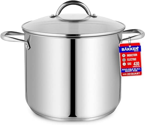 Bakken-Swiss Deluxe 20-Quart Stainless Steel Stockpot w/Tempered Glass See-Through Lid - Simmering Delicious Soups Stews & Induction Cooking - Exceptional Heat Distribution - Heavy-Duty & Food-Grade - Image 1