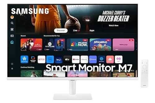 SAMSUNG 32-Inch M7 (M70D) Series 4K UHD Smart Monitor with Streaming TV, Speakers, HDR10, USB-C, Multiple Ports, Gaming Hub, SolarCell Remote, Vision Accessibility Tools, LS32DM703UNXZA, 2024, White - Image 1