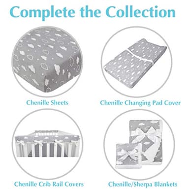 American Baby Company Heavenly Soft Chenille Sherpa Security Blanket, Gray, 14" X 14", Warm and Cozy for Boys and Girls - Image 5