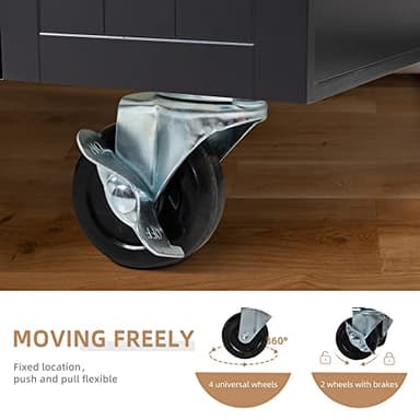 Shintenchi Kitchen Island Cart with Storage,Rolling Kitchen Island Side Table on Wheels with Worktop,Single Door Storage Cabinet and Drawer for Kitchen,Dinning Room, Black - Image 3