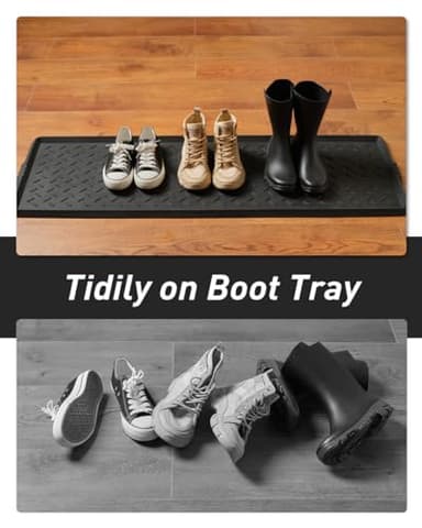 SUPENUIN Extra Large Boot Tray 48 Inch Boot Storage Heavy Duty Rubber Mats for Floor Waterproof Shoe Mat Tray for Entryway Multi Use Shoe Rug 16x47.5 Inches - Image 3