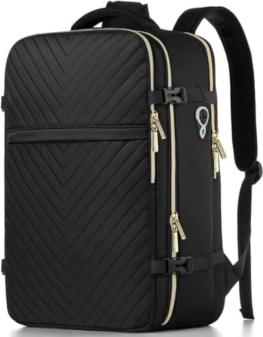 Large Carry On Travel Backpack - Flight Approved Waterproof Anti-Theft Luggage Daypack for Women Men Fit 17 Inch Laptop Business Weekender Overnight Backpack College Bag Personal Item Size Black - Image 1