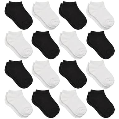 Toddler Socks - 16 Low-Cut Ankle Socks Set, Kids Boys & Girls (4-7 Years Old), No-Show - Image 1