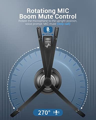 JIAMQISHI Wireless Headset with AI Noise Cancelling Microphone Bluetooth Headset - Bluetooth V5.2 Headphones with USB Dongle & Mic Mute for Computer/Laptop/PC/iPhone/Android/Cell Phones - Image 5
