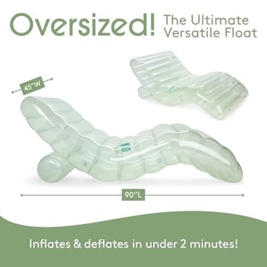 FUNBOY Giant Inflatable Luxury Seaglass Green Chaise Lounger, Chair Pool Float for Adults, Transparent Seaglass Green Material, Perfect for a Summer Pool Party - Image 5