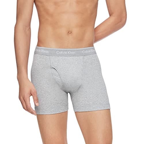 Calvin Klein Men's Cotton Classics 3-pack Boxer Brief, 3 Grey Heather, Medium - Image 1