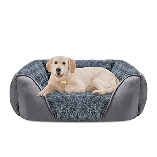 INVENHO Large Dog Bed for Large Medium Small Dogs, Rectangle Washable Orthopedic Dog Bed, Soft Calming Sleeping Puppy Bed Durable Pet Cuddler with Anti-Slip Bottom L(30"x24"x9") - Image 1