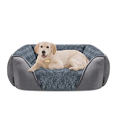 INVENHO Large Dog Bed for Large Medium Small Dogs, Rectangle Washable Orthopedic Dog Bed, Soft Calming Sleeping Puppy Bed Durable Pet Cuddler with Anti-Slip Bottom L(30"x24"x9") - Image 1