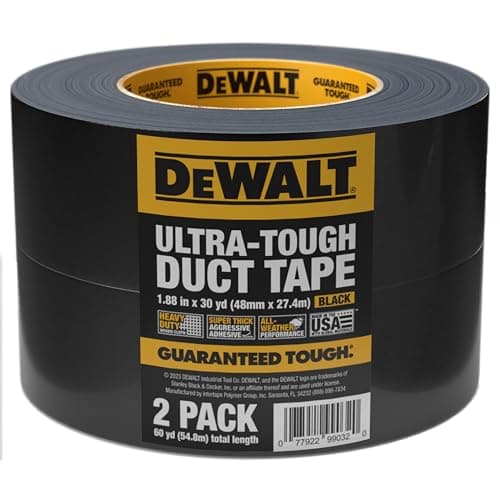 DEWALT Ultra Tough Duct Tape, 1.88 in x 30 yd, Heavy Duty, Ultra Strong, Aggressive Adhesive, All-Weather, 2 Rolls, Black - Image 1