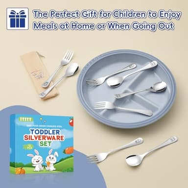 ITITT 12 Pieces Stainless Steel Toddler Utensils Set - Food Grade Kids Silverware Set Children Safe Small Forks and Spoons Mirror Polished Sturdy and Durable Dishwasher Safe - Image 5