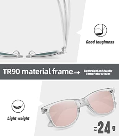 MEETSUN Polarized Sunglasses for Women Classic Retro Square Driving Ladies Sun Glasses UV Protection Clear Pink Mirrored - Image 5