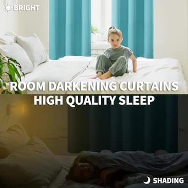 BGment Blackout Curtains - Grommet Thermal Insulated Room Darkening Bedroom and Living Room Curtains, Set of 2 Panels (52 x 120 Inch, Aqua) - Image 3