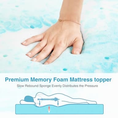 Mattress Topper, Queen Size Cooling Memory Foam Bed Toppers, 3 Inch Soft Mattress Pads for Sleeper Sofa, RV, Camper, CertiPUR-US Certified - Image 3