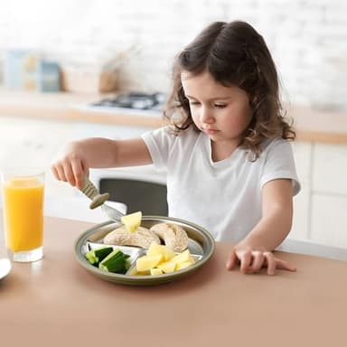 PandaEar 3 Pack Stainless Steel Baby Suction Plates, Divided Toddler Plate for Baby Led Weaning Supplies, Non-Slip Toddler Baby Feeding Set Dishwasher Safe (Blue/Green/Brown) - Image 2