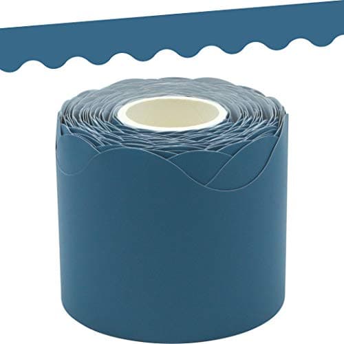 Teacher Created Resources Slate Blue Scalloped Rolled Border Trim, 50 Feet - Image 1