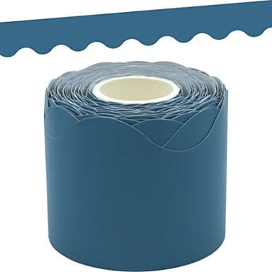 Teacher Created Resources Slate Blue Scalloped Rolled Border Trim, 50 Feet - Image 1