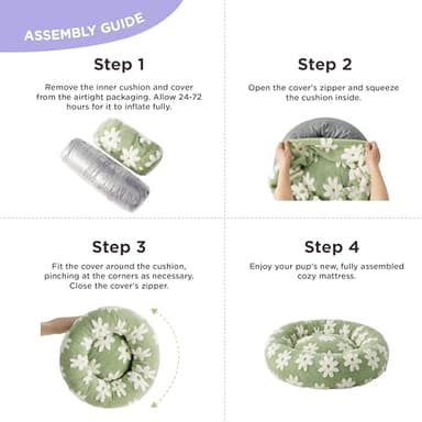 LE SURE Donut Large Dog Bed - Round Cat Beds for Indoor Anti-Anxiety Calming Pet Beds, Washable Cute Modern Beds with Jacquard Shaggy Plush & Anti Slip Bottom, 36 Inch, Green - Image 4