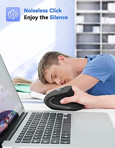 TECKNET Ergonomic Mouse, 4800 DPI Wireless Vertical Mouse with 5 Adjustable DPI Levels, 6 Buttons 2.4GHz Optical Carpal Tunnel Mouses for Laptop, Desktop, PC, MacBook - Black - Image 4