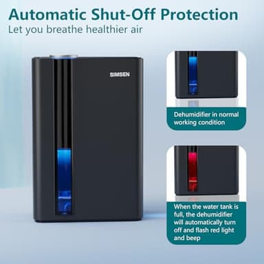 SIMSEN 95oz Dehumidifiers for Home, 800 sq ft Quiet Small Dehumidifier with Drain Hose, Dehumidifiers for Bedroom Bathroom Basements Closet RV (Black) - Image 6