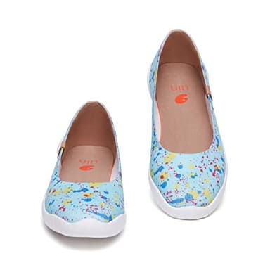 UIN Women's Art Painted Knitted Ballet Flats Slip On Pointed Toe Casual Loafers Lightweight Comfort Travel Shoes Minorca Starlight Spread (7) - Image 4