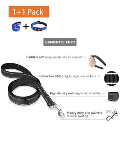 Aeclleca Reflective Dog Collar and Leash Set with Safety Locking Buckle，Adjustable Soft Nylon Pet Collars for Small Medium Dogs (Blue, XL) - Image 2